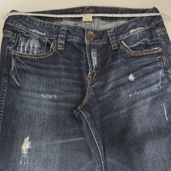 Silver Jeans Womens 30 Boot Cut Low Rise Dark Wash Denim Stretch Lola 30 x 33 - Picture 9 of 11